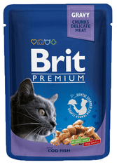 Brit Premium Cat Pouches Macskaeledel, tőkehal ízű, 24x100g