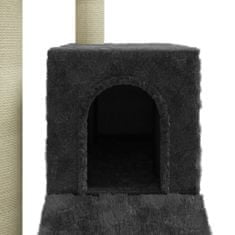 Greatstore sötétszürke macskabútor szizál kaparófákkal 92 cm