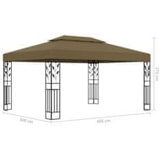 Vidaxl tópszínű dupla tetős pavilon LED fényfüzérrel 3 x 4 m 3070313
