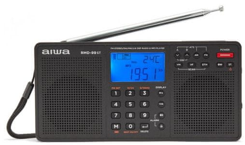stílusos rádióvevő aiwa RMD-99 ST aux in fm pll tuner multifunkciós kijelző szép hangzás fejhallgató kimenet