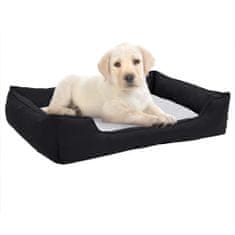 Greatstore fekete-fehér vászon hatású gyapjú kutyaágy 110,5 x 80,5 x 26 cm