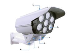 Verkgroup Napelemes hamis kamera fehér SMD LED lámpával + mozgásérzékelővel és vezérlővel