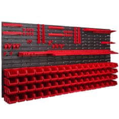 botle Panel készlet szerszámtartókkal 173 x 78 cm és 68 db Dobozok Piros 2 nagy polccal XL