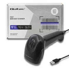 Qoltec Lézeres vonalkódolvasó 1D | CCD | USB | Fekete