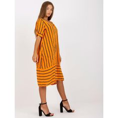 ITALY MODA Női csíkos midi oversize ruha LAMONT narancssárga DHJ-SK-3243.97_388706 Univerzális
