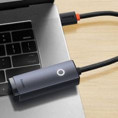 BASEUS Lite sieťový adapter USB-C / RJ45, fekete