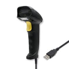 Qoltec Lézeres vonalkódolvasó 1D | USB | Fekete