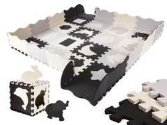 Aga kontrasztos hab puzzle 30 x 30 cm, 36 db Fekete-szürke-krémszínű