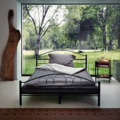 tectake Romance két személyes fém ágykeret léces ágyráccsal - 200 x 140 cm, fekete/fekete