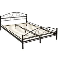 tectake Romance két személyes fém ágykeret léces ágyráccsal - 200 x 140 cm, fekete/fekete