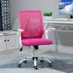VINSETTO Ergonomikus irodai szék, állítható magasságú, poliészter/nylon, 62,5x55x94-104 cm, rózsaszín/fehér