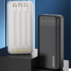 DUDAO K6Pro+ Power Bank 20000mAh 2x USB + kábel USB-C / Lightning / Micro USB, fehér