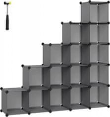 Songmics Songmics Organizer 15 doboz, műanyag, fém, szürke, 123 x 31 x 123 cm, 123 x 31 x 123 cm