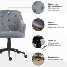 VINSETTO Ergonomikus irodai szék, Vinsetto, poliészter/acél, állítható magasságú, bársonyutánzat, 63 x 64 x 88-96 cm, szürke