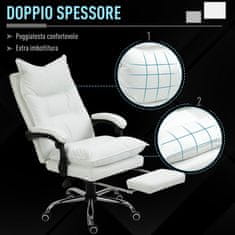 VINSETTO Ergonomikus irodai szék, állítható magasságú, dönthető háttámla, lábtartó, fehér