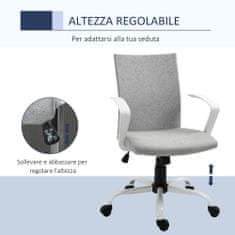 VINSETTO Ergonomikus irodai szék, Vinsetto, Acél/poliészter, Elfordítható, Állítható magasságú, 61 x 61 x 89-99 cm, Fehér/Szürke