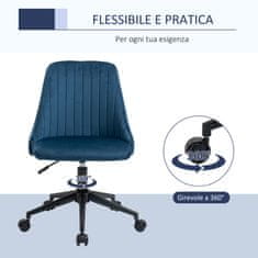 VINSETTO Ergonomikus irodai szék, Vinsetto, Acél/poliészter, Műbársony, Állítható magasságú, 50 x 58 x 77-85 cm, Kék