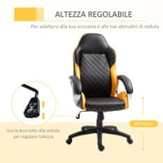 VINSETTO Ergonomikus irodai szék, állítható magasságú, 64,5x72x121-131cm, narancs / fekete