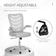 VINSETTO Ergonomikus irodai szék, forgatható, állítható magasságú, állítható karfa, 58,5 x 58 x 94,5-103,5 cm, szürke