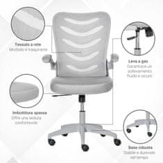 VINSETTO Ergonomikus irodai szék, forgatható, állítható magasságú, állítható karfa, 58,5 x 58 x 94,5-103,5 cm, szürke