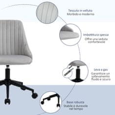 VINSETTO Ergonomikus irodai szék, Vinsetto, Acél/poliészter, Bársonyutánzat, Állítható magasság, 50 x 58 x 77-85 cm, Szürke