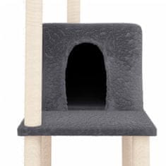 Greatstore sötétszürke macskabútor szizál kaparófával 144,5 cm