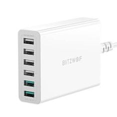 Blitzwolf BW-S15 hálózati töltő adapter 6x USB QC 60W, fehér