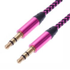 Northix 1 m szőtt 3,5 mm-es Aux kábel - rózsaszín 
