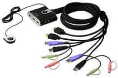 Aten 2 portos HDMI KVM USB2.0 mini, audio, 1,2m kábel, DO
