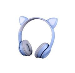 PARFORINTER Vezeték nélküli LED-es fejhallgató Cat Ears, világoskék színben