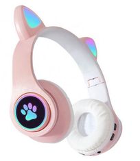 PARFORINTER Vezeték nélküli LED fejhallgató Cat Ears, rózsaszín