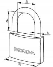 Gerda KZZ 40 mm-es öntöttvas lakat 3 kulccsal