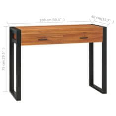 Greatstore újrahasznosított tíkfa íróasztal 2 fiókkal 100 x 40 x 75 cm