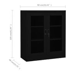Greatstore fekete acél irodai szekrény 90 x 40 x 105 cm
