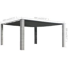 Greatstore szürke és antracit polyrattan pavilon tetővel 400x400x200 cm