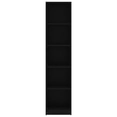 shumee 5-szintes fekete forgácslap könyvszekrény 40 x 24 x 175 cm