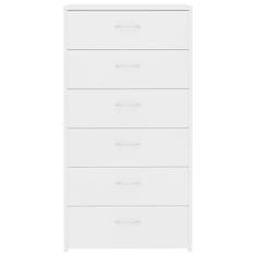Greatstore 6-fiókos fehér forgácslap tálalószekrény 50 x 34 x 96 cm