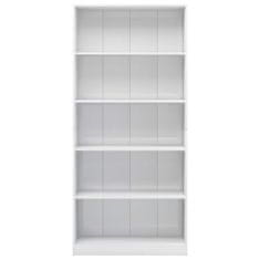 shumee 5-szintes magasfényű fehér forgácslap könyvszekrény 80x24x175cm