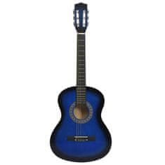 Vidaxl 8 darabos kék klasszikus gitár gyerek kezdőszett 3/4 36" 70117