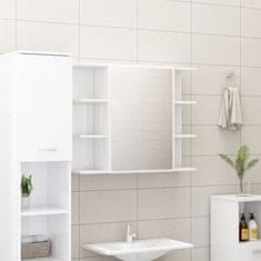 shumee magasfényű fehér forgácslap fürdőszobai tükör 80 x 20,5 x 64 cm