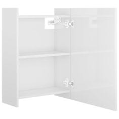 shumee magasfényű fehér forgácslap tükrös szekrény 62,5 x 20,5 x 64 cm