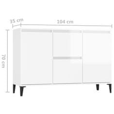 shumee magasfényű fehér forgácslap tálalószekrény 104 x 35 x 70 cm