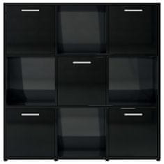 shumee magasfényű fekete forgácslap könyvszekrény 90 x 30 x 90 cm