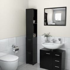 Greatstore fekete forgácslap fürdőszobaszekrény 25 x 25 x 170 cm