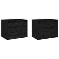 Greatstore 2 darab fekete tömör fenyőfa faliszekrény 45 x 30 x 35 cm