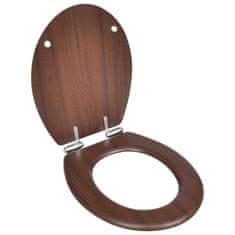 Greatstore lassan csukódó egyszerű tervezésű barna MDF WC-ülőke
