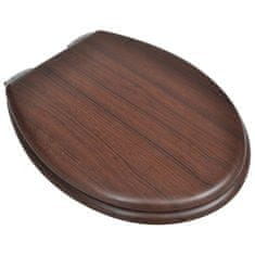 Greatstore lassan csukódó egyszerű tervezésű barna MDF WC-ülőke