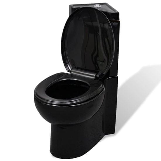 Greatstore WC Kerámia Fürdőszoba Vécé Fekete