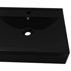shumee Négyszögletes fekete luxus kerámia mosdókagyló lyukkal csaphoz 60x46cm