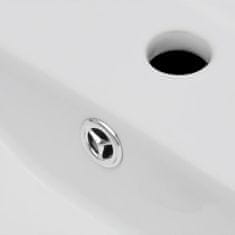 Greatstore Fehér négyszögű kerámia mosdókagyló csapteleppel/túlfolyó nyílással